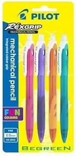 Pilot Begreen Rexgrip Mechanical Pencil 4-Pieces Set, 0.5mm, Fashion