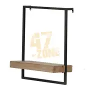 Iron Wood Wall Shelf Decor Brown Black Indoor Outdoor Living Dining Room