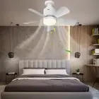 Ceiling Fan Light 5 Blades LED Light Fan for Dining Room (White with Extension)