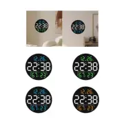 Digital Wall Clock Alarm Clock Auto Dimming Round Timer 12/24H Dst 2 Alarms RGB