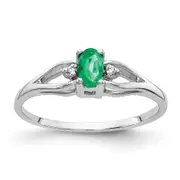Solid 14k White Gold 5x3mm Oval Simulated Emerald VS CZ Ring