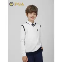 在飛比找ETMall東森購物網優惠-美國PGA 高爾夫服裝兒童春夏毛衣男女童背心英倫風保暖羊毛衫