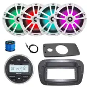 JBL Marine Radio, Spa Bezel, Adapter, 4x 6.5" 225W LED White Speakers w/ANT,Wire