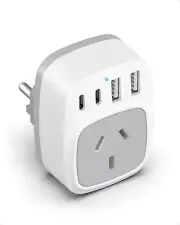 Yundian EU Travel Adapter, AU to EU Universal Travel Plug with 2 USB C Ports and