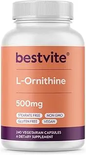 L-Ornithine 500mg (240 Vegetarian Capsules) - No Stearates - No Fillers