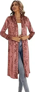 [R.Vivimos] Women's Long Sleeves Casual Velvet Jacket Open Front Cardigan Coat Outerwear