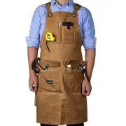 Woodworking Waxed Canvas Apron w/ Tool Pockets for Carpenter Machinist Workshop