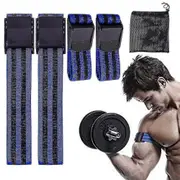 Blood Flow Restriction Bands Pack (4) For Legs, Arms, Glutes - Occlusion Training Bfr Bands,blue