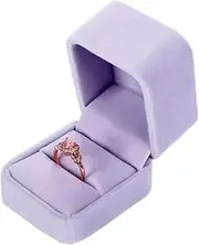 [Generic] Velvet Ring Box Classical Ring Bearer Case Jewelry Box for Engagement,Proposal,Wedding, Birthday and Anniversary (Purple, One size)