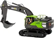 Lenoxx 1:18 Scale Remote Control Excavator – 13-Channel Alloy Construction RC Vehicle with Arm & Bucket Control, Lights, Sounds & Rechargeable Battery for Indoor Play