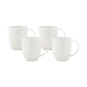 4pc Maxwell & Williams White Basics Diamonds 370ml Coupe Coffee Mug Cup w/Handle