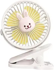 Stroller Fan with Clip, Children's Electric Sleeping Fan, Built-in Energy-Saving Battery, Quiet and Adjustable Airflow, Rechargeable, Ideal for Cribs, Bedsides, Car Seats, White