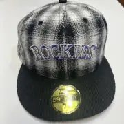 New Era Colorado Rockies 59fifty Hat Flannel Corduroy Brim Fitted 7 1/2 Hat NEW
