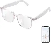 GenXenon AI Smart Glasses with Real-Time Translation, Wireless Bluetooth 5.3, Smart Simultaneous Interpretation for 110+ Languages, Open-Ear Design,Clear Frame Blue Light Glasses for Woman Travel,Work