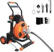 KANG INDUSTRIAL D02-005SA Drain Cleaner, Drain Auger Cleaner, 1/2" x 100 ft Snake Machine with Auto Feed, Home Use & Industrial Use Plumbing Tools