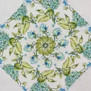 16 9.5" Blue Hydrangea & Roses #3 Stack 'n Whack Quilt Blocks Kaleidoscope