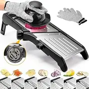 Food Slicer for Kitchen, Adjustable Stainless Steel Mandoline Vegetable Slicer, Food Slicer Onion Potato Chip French Fry 7 in-1 Vegetable Slicer