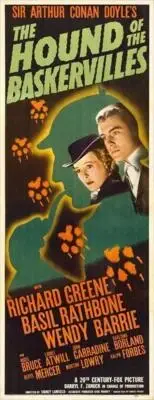 THE HOUND OF THE BASKERVILLES Movie POSTER 14 x 36 Basil Rathbone, Nigel Bruce A