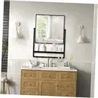 Modern Square Wall Mirror with Shelf & Hooks, 21.7 x 29.3 21.7" × 29.2" Black