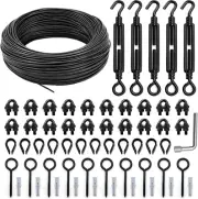 String Light Hanging Kit Outdoor Full Black Globe String Lights Suspension Kit W