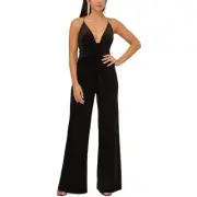 Aidan by Aidan Mattox Womens Velvet Metallic Wide Leg Jumpsuit Evening BHFO 1090