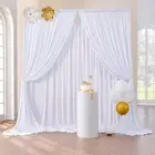 Wrinkle Free Silk Wedding Backdrop Curtain White Polyester Photography Drape
