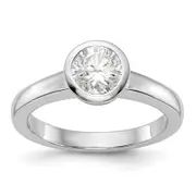 2.00ct. CZ Solid Real 14K White Gold Round Bezel Solitaire Engagement Ring