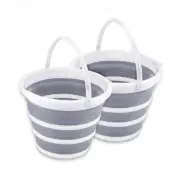 2 Pack Collapsible Buckets 10L 2.6 Gallon Cleaning Bucket Mop Gray 2 Pack