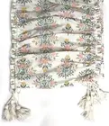 The Spring Shop Floral Table Runner White Cotton Pastel Floral Tassels 72"