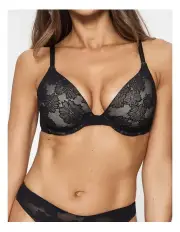 [Fine Lines] Weightless Padded Plunge Bra in Black