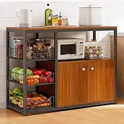 Kitchen Storage Cabinet, Freestanding Baker's Rack,Microwave Oven Stand,Kitchen Utility Storage Shelf, for Spices, Pots and Pans,Dishes,Vegetables Fruits (Color : Oak, Size : 100x30x80)