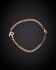 18K Italian Gold Over Silver Initial Link Bracelet