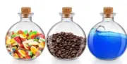 Nuenen Spherical Glass Potion Bottles with cork Set Of 3 Round Potion Bottles