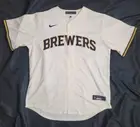 Milwaukee Brewers Corbin Burnes Nike Replica Cream Mens Large NWT Jersey