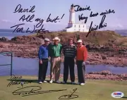 THE BRITISH OPEN : NORMAN, PRICE & WATSON ULTRA-RARE SIGNED PHOTO PSA