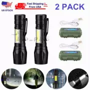 2X Super Bright LED Tactical Flashlight Mini USB Rechargeable Lamp 3 Modes Light