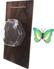 HOMOBABE 1 Set Hanging Hydroponic Glass Vase with Wood Panel Stylish Wall Planter for Indoor Decor for Bedroom Living Office Creative Hydroponic Flower Pot for Plants