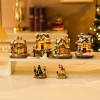 在飛比找蝦皮購物優惠-🔥熱賣🔥新款耶誕節樹脂發光小房子人偶擺件美式鄉村耶誕節兒童禮