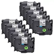 10PK Compatible with Brother P-Touch TZ-151 Black on Clear 1" Label Tape 24mm