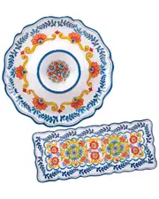 Certified International Flores Melamine 2pc Appetizer Set