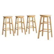 4x Bar Stools Round Chairs Wooden Nature