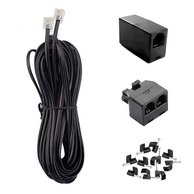 6 FT Phone Cord, Landline Telephone Cable with RJ11 Plug and Inline Coupler