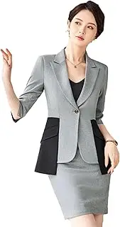 [Generic] Women Patchwork 2 Piece Set Suits Coat Tuxedos Jacket Pants Clothing Lady Party Formal Blazer Trousers