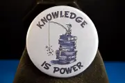 KNOWLEDGE IS POWER BUTTON pinback pin 2 1/4" NEW! Large badge Education School