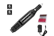 Kiiss Electric Nail Drill Bits File Tool Set Machine Acrylic Art Manicure Pen Shaper with 6 Drill Bits - Black