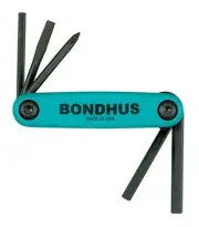 Bondhus 12540 GorillaGrip Fold-up Utility Set, Phillips, Slotted, and Hex