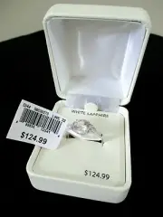 Sterling Silver Size 7 Ring with White Sapphire Stone - New in Box with Tag
