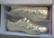 NATURE BREEZE Leatherette Metallic Flats Gold Cammy Quilted US 7 Sneakers