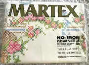 New Vintage MARTEX Cross Stitch Print White TWIN Flat Percale Sheet Linen Sealed