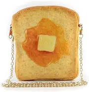 [QiMing] butter Toast Shoulder Bag,Cute Plush Food Crossbody Handbag for Women